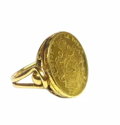 Bague porte pièce en or jaune