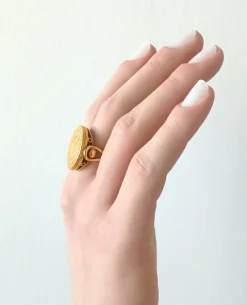 Bague porte pièce en or jaune