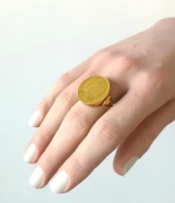Bague porte pièce en or jaune