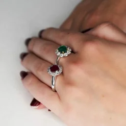 Bague Pottier or gris rubis diamants