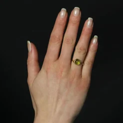 Bague péridot cabochon or jaune