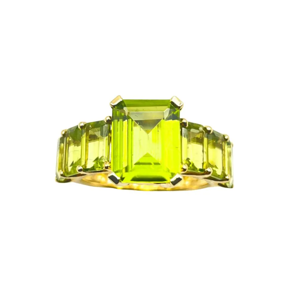 Bague Péridots Taille Emeraude