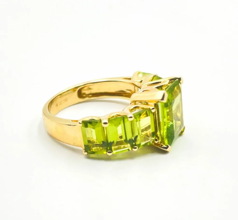Bague Péridots Taille Emeraude