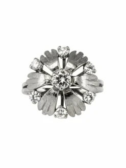 Bague pétales or blanc diamants