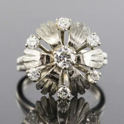 Bague pétales or blanc diamants