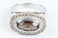 Bague Quartz fumé Diamants