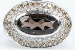 Bague Quartz fumé Diamants