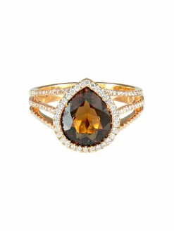 Bague Quartz fumé et Diamants