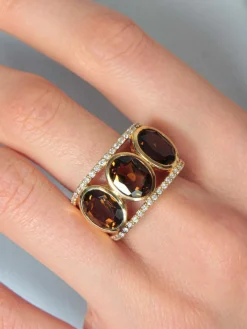 Bague Quartz fumé et Diamants