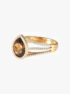 Bague Quartz fumé et Diamants