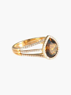 Bague Quartz fumé et Diamants