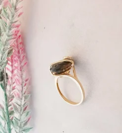 Bague Quartz fumé Or Jaune