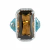 Bague Quartz fumé Topazes bleues