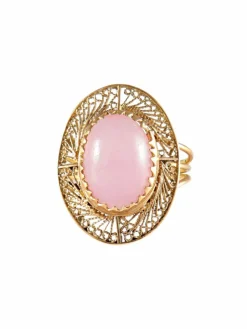 BAGUE QUARTZ ROSE OR JAUNE