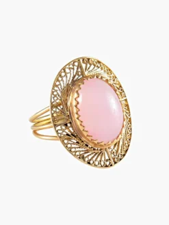 BAGUE QUARTZ ROSE OR JAUNE
