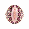 Bague Quartz rose Tourmalines Diamants