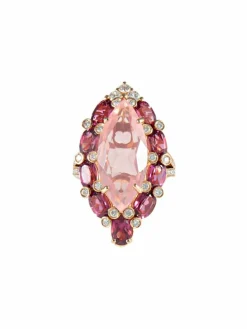 Bague Quartz rose Tourmalines Diamants