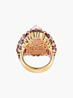 Bague Quartz rose Tourmalines Diamants