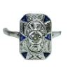 Bague Rectangle Art Déco Diamants et Saphirs