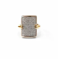 Bague rectangle bicolore or et diamant