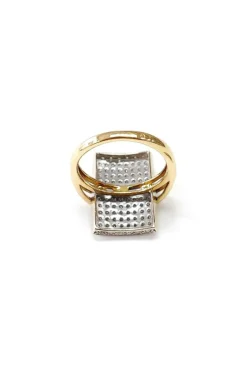 Bague rectangle bicolore or et diamant