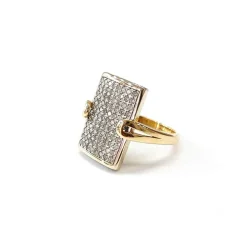 Bague rectangle bicolore or et diamant