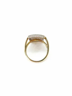 Bague rectangle bicolore or et diamant