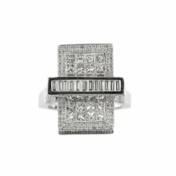 BAGUE RECTANGLE OR & DIAMANTS