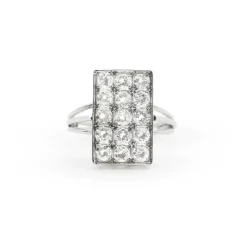 Bague rectangulaire en or blanc avec diamants de 0,80 carat
