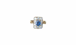 Bague Rectangulaire or rose Saphir 1,10 Cts et Diamants
