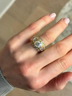 Bague Retro Or Jaune & Diamants