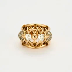 BAGUE RETRO OR JAUNE ET DIAMANTS