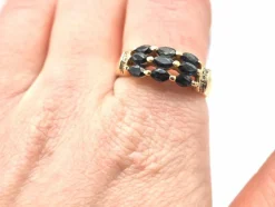 Bague retro saphirs diamants or jaune