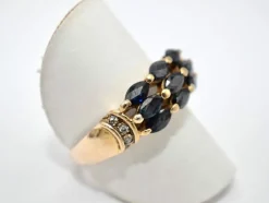 Bague retro saphirs diamants or jaune