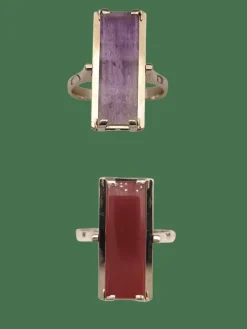 Bague reversible vintage or améthyste agate
