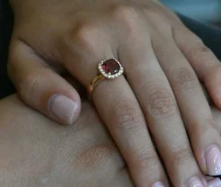 Bague Rhodolite Et Diamant Rose