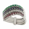 Bague Riviera avec émeraudes, saphirs, rubis et diamants