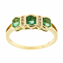 Bague Riviera avec émeraudes et diamants