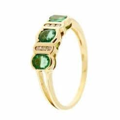 Bague Riviera avec émeraudes et diamants