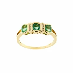 Bague Riviera avec émeraudes et diamants