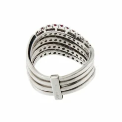 Bague Riviera avec émeraudes, saphirs, rubis et diamants