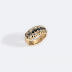 Bague Rivière de diamants et saphirs