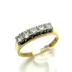 Bague Rivière des années 1930 en or jaune, diamants "vieilles européennes"