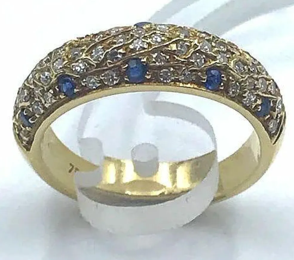 Bague rivière saphirs et diamants