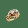 Bague Rocaille, deux diamants taille ancienne et or jaune