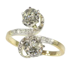 Bague romantique Belle Époque Toi et Moi avec diamants