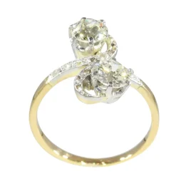 Bague romantique Belle Époque Toi et Moi avec diamants