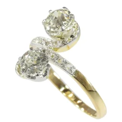 Bague romantique Belle Époque Toi et Moi avec diamants