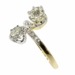 Bague romantique Belle Époque Toi et Moi avec diamants