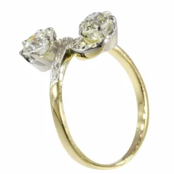 Bague romantique Belle Époque Toi et Moi avec diamants